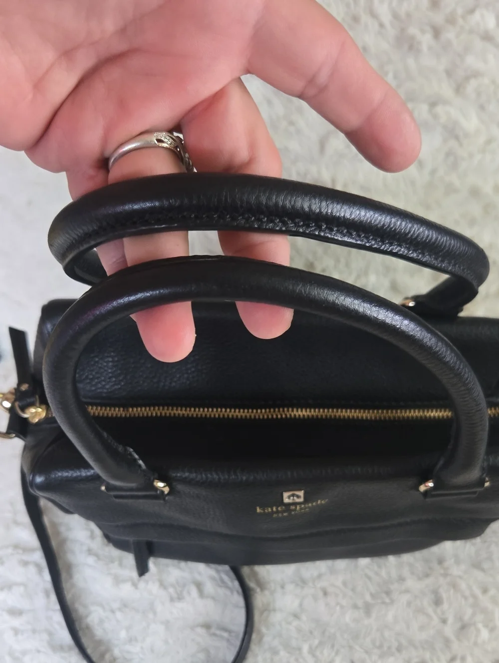 Kate Spade Black Pebbled Leather Satchel EUC